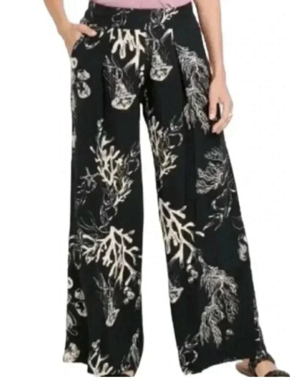 A New Day Wide Leg Pants‎ Coral Print sea life xs